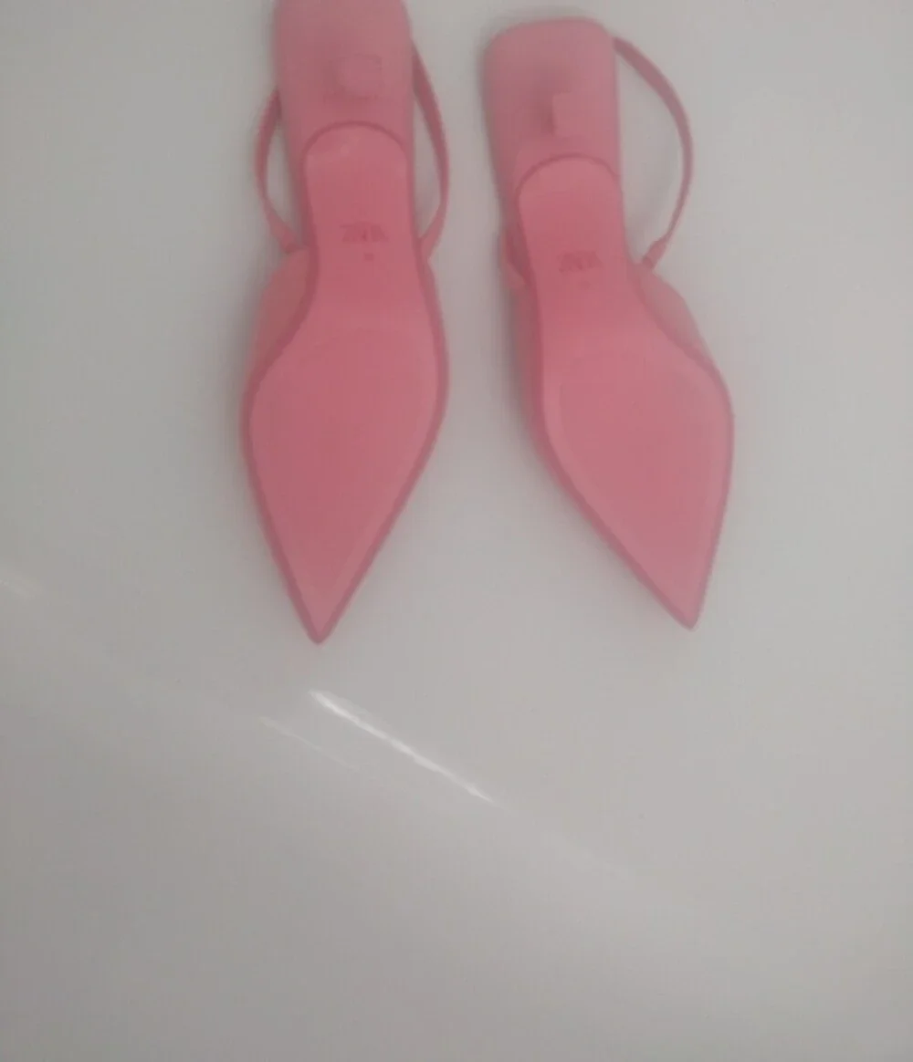 Women's Pointed Slingback Kitten Heels in Pink ZARA Size 39